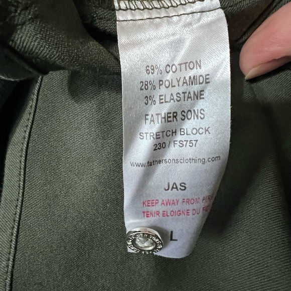 Father Sons Mens Stretch Slim Fit Button Down Shirt Green Sz LG Jas Cotton Blend - Picture 6 of 6